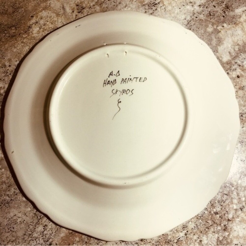 Vintage Skyros Designs Hand Painted Signed 12" Ceramic Decorative Plate - Picture 7 of 10